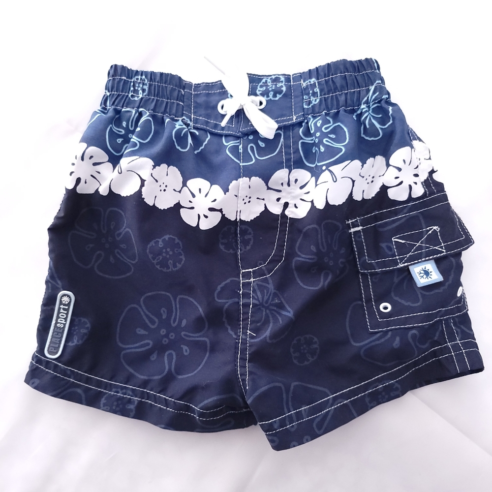 Childrens Place Hawaiian Floral Swim Trunks Board Shorts Swimsuit Sz 6 - 9 month